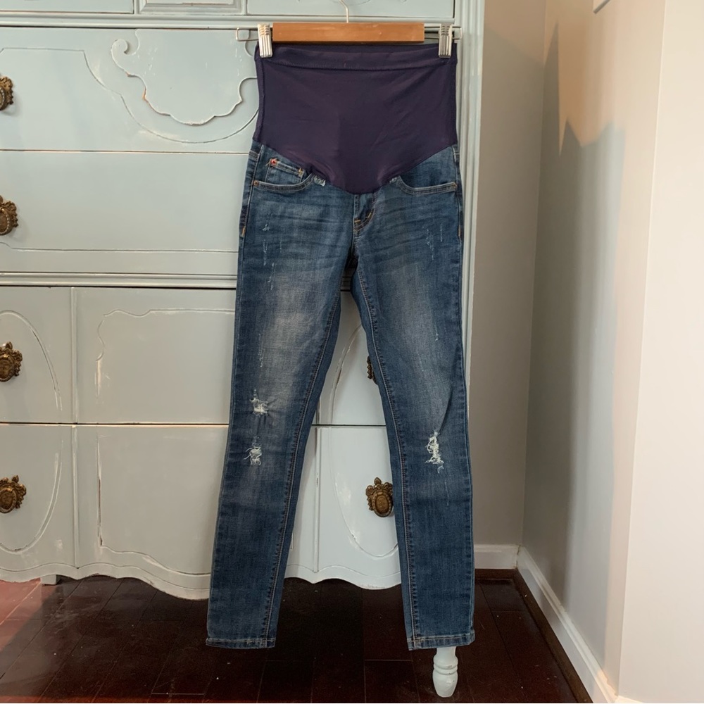PinkBlush Distressed Maternity Jeans